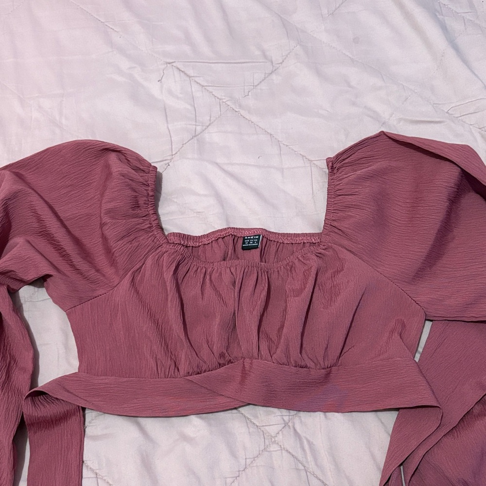 Zara Dusty Rose Puff Sleeve Blouse